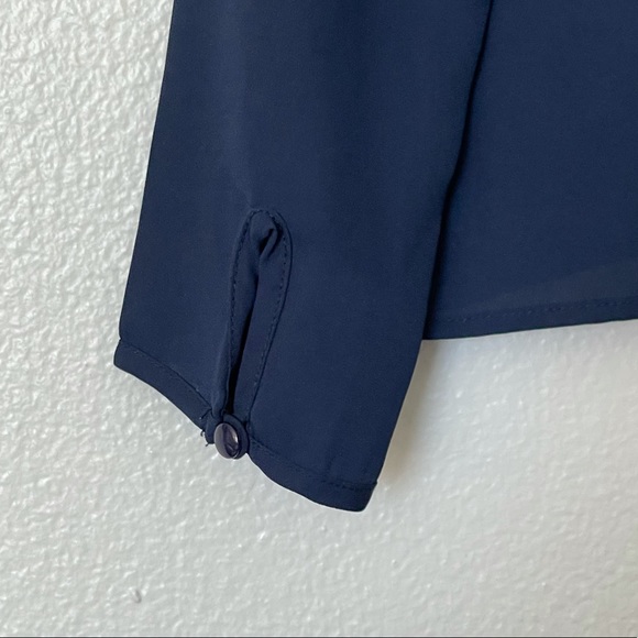 Pleione Flowy Pleated Blue Long Sleeve Top Blouse Size Small - Picture 4 of 6